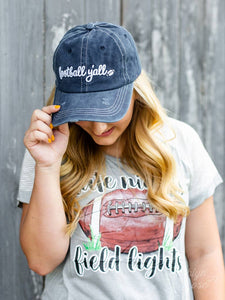 White Football Y'all Embroidery on Navy Hat