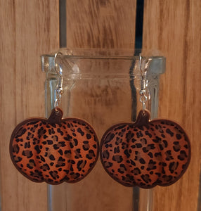 Leopard Pumpkin Acrylic Earrings