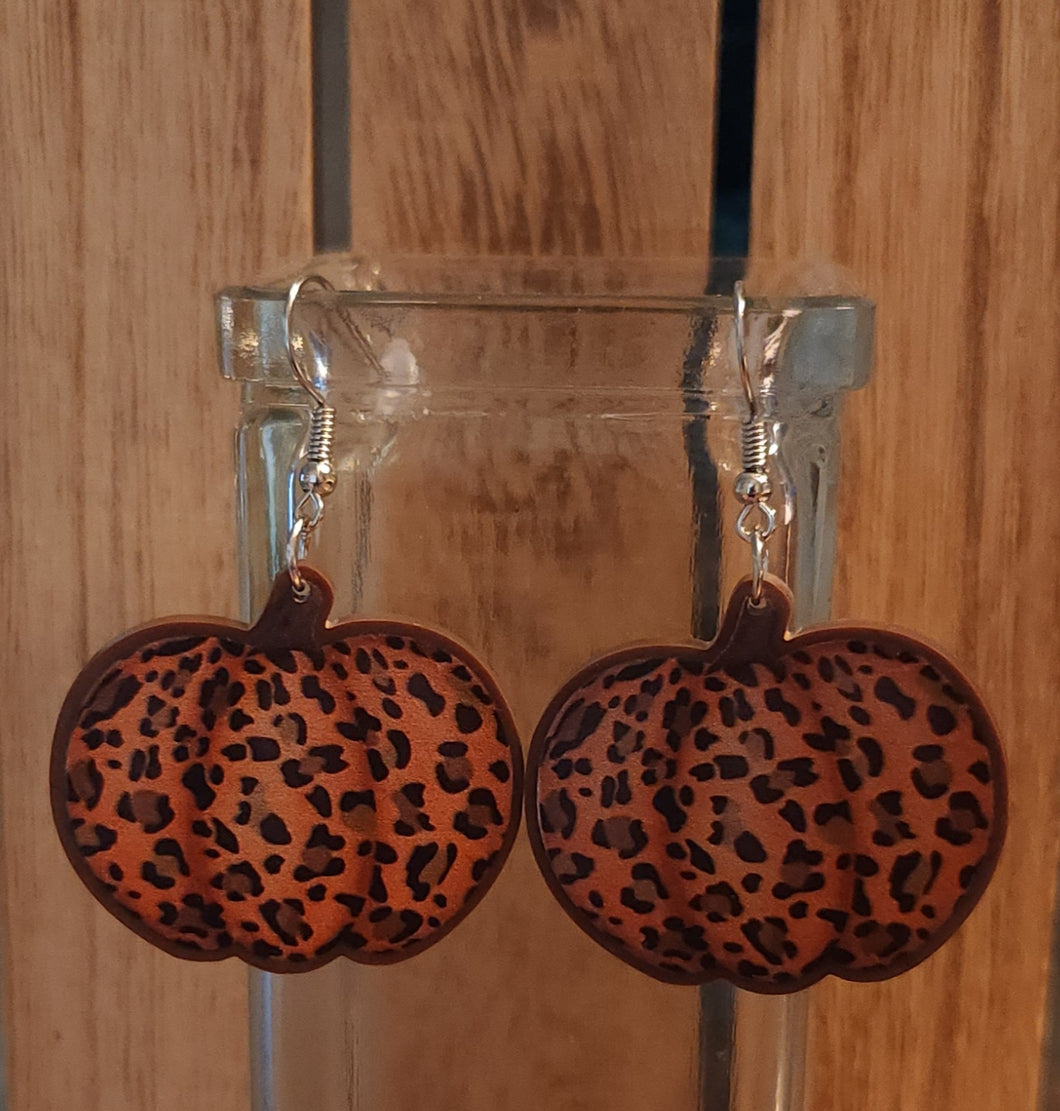 Leopard Pumpkin Acrylic Earrings