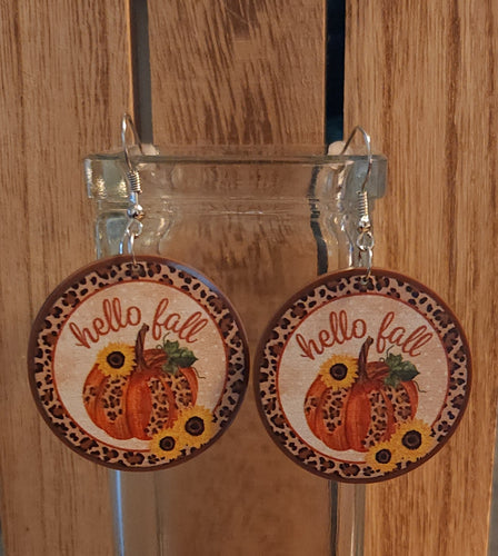 Hello Fall Leopard Acrylic Earrings