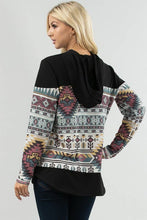 X167-KYLEN AZTEC PRINT COLOR BLOCK HOODIE