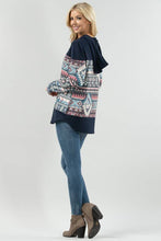 X167-KYLEN AZTEC PRINT COLOR BLOCK HOODIE