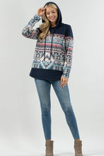 X167-KYLEN AZTEC PRINT COLOR BLOCK HOODIE