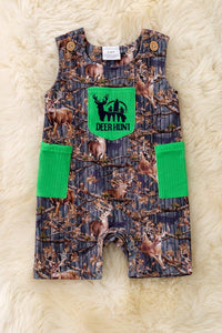 Deer Hunt" Side pocket boys baby romper. RPB50270 sol