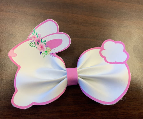 Easter Pink and White Bunny Hair Bow