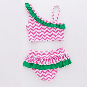 Girls Pink and White Swimsuit