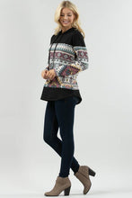 X167-KYLEN AZTEC PRINT COLOR BLOCK HOODIE