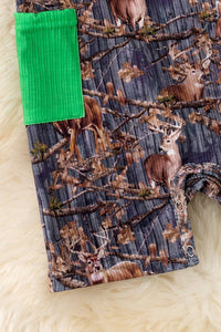Deer Hunt" Side pocket boys baby romper. RPB50270 sol