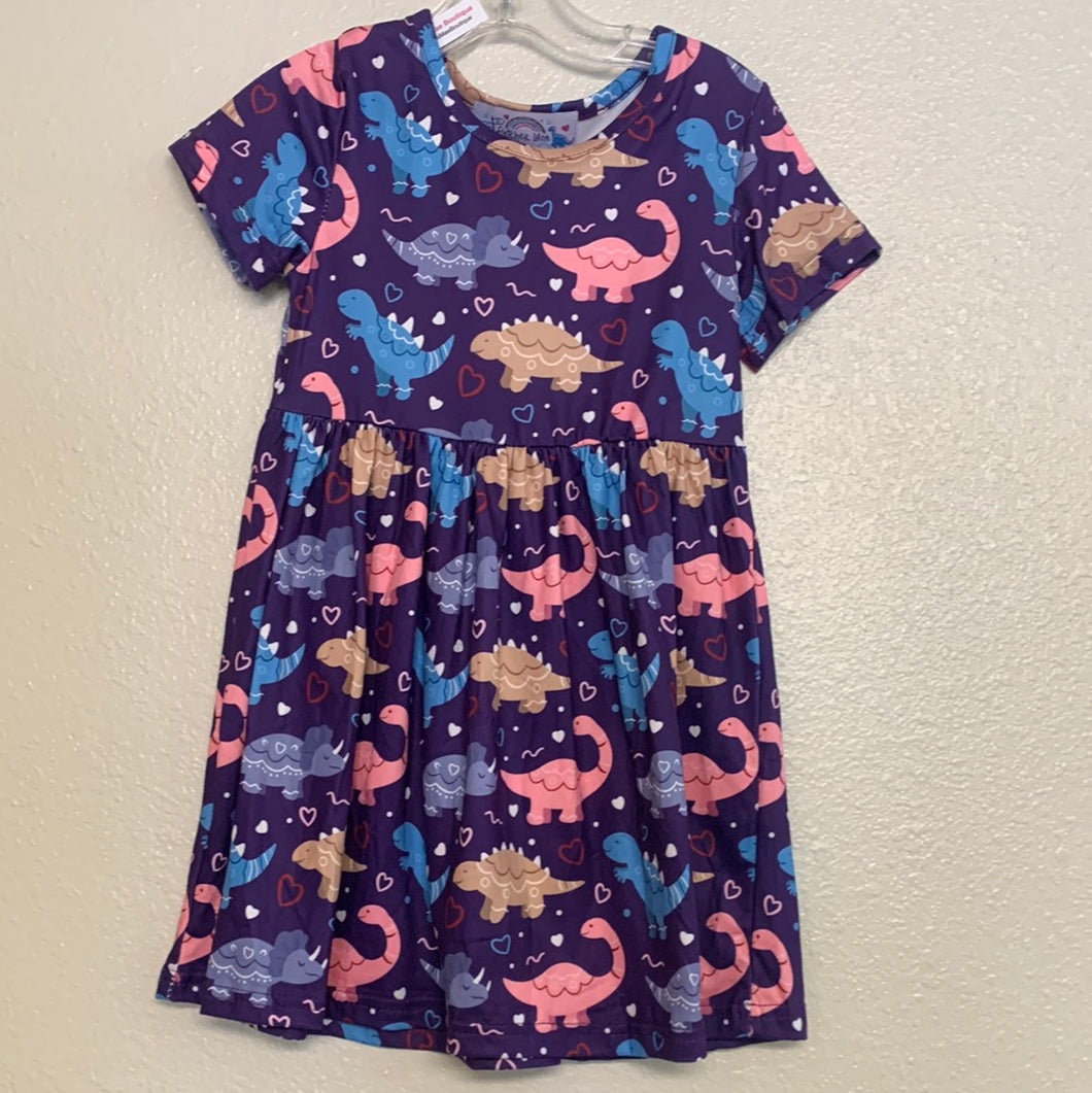 Girl's Toddler Purple Dinosaur Dress