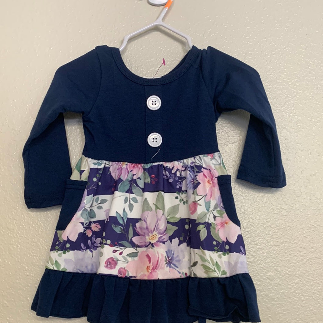 Girl's Baby Navy Flower Dress