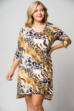 Women's Plus Mustard Leopard Dress