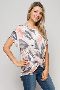 Women's White, Gray, Peach Top