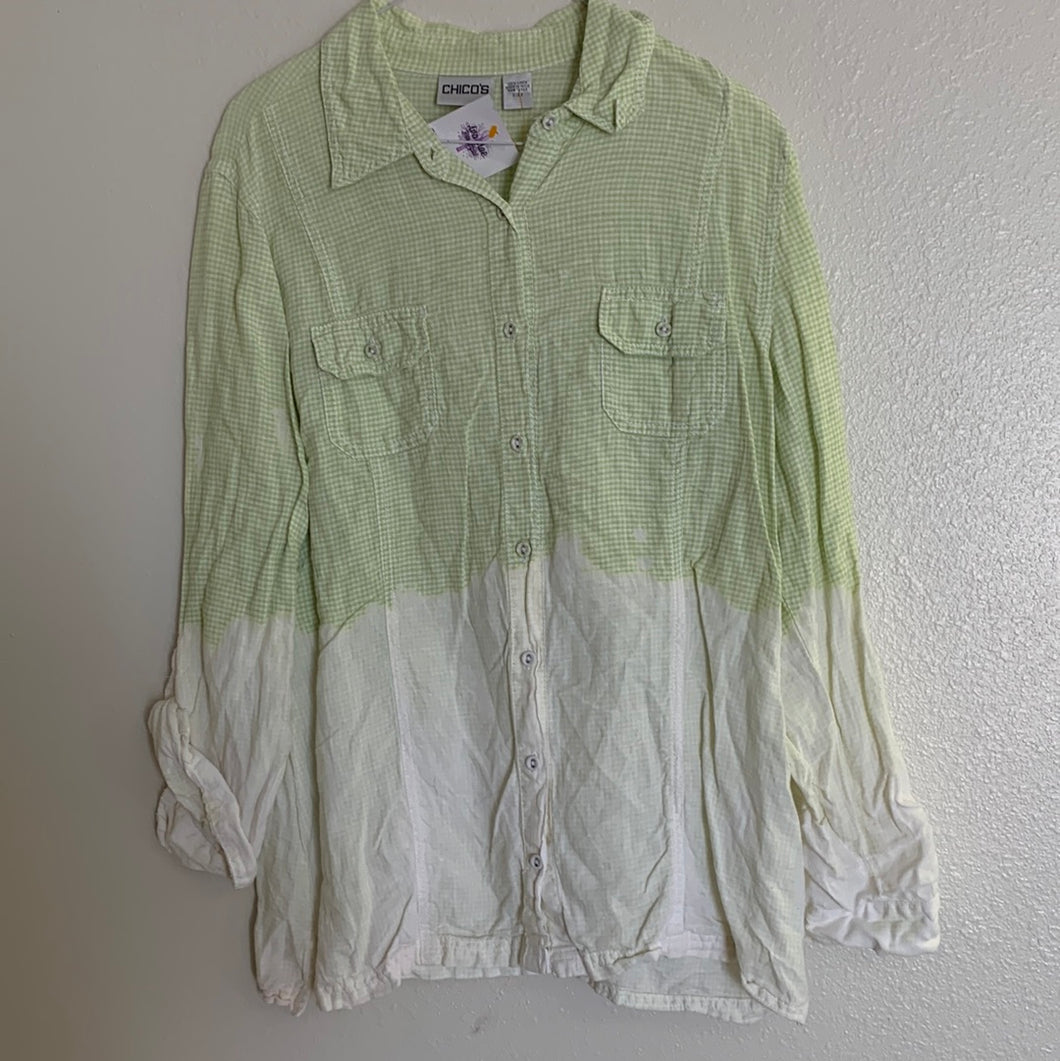 Women's Green and White Bleached Flannel