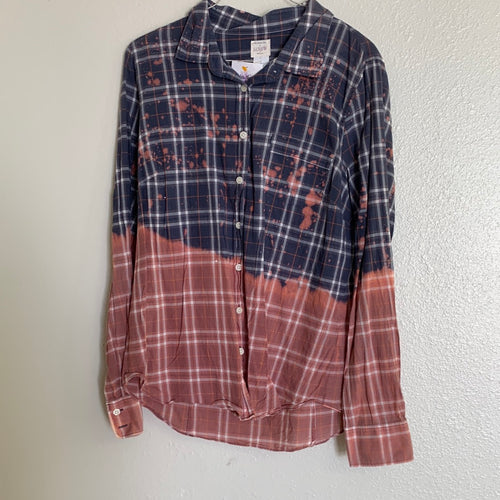 Women Medium Navy Bleached Flannel