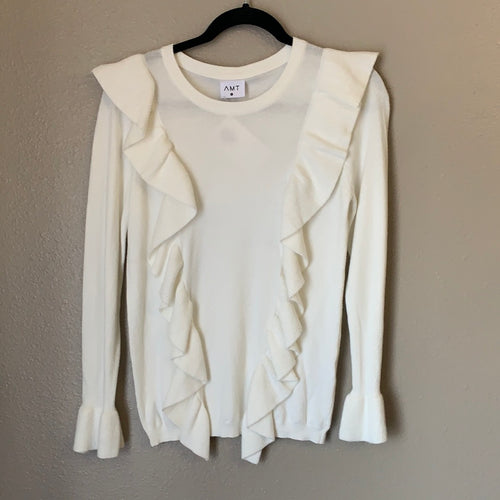 Women’s White Ruffle Sweater