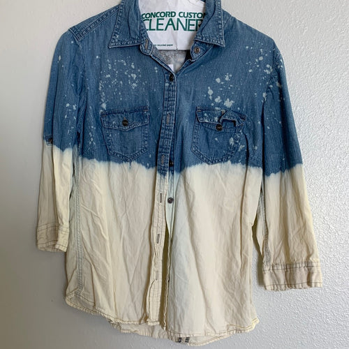 Women's Denim 3/4 Sleeve Bleached Flannel