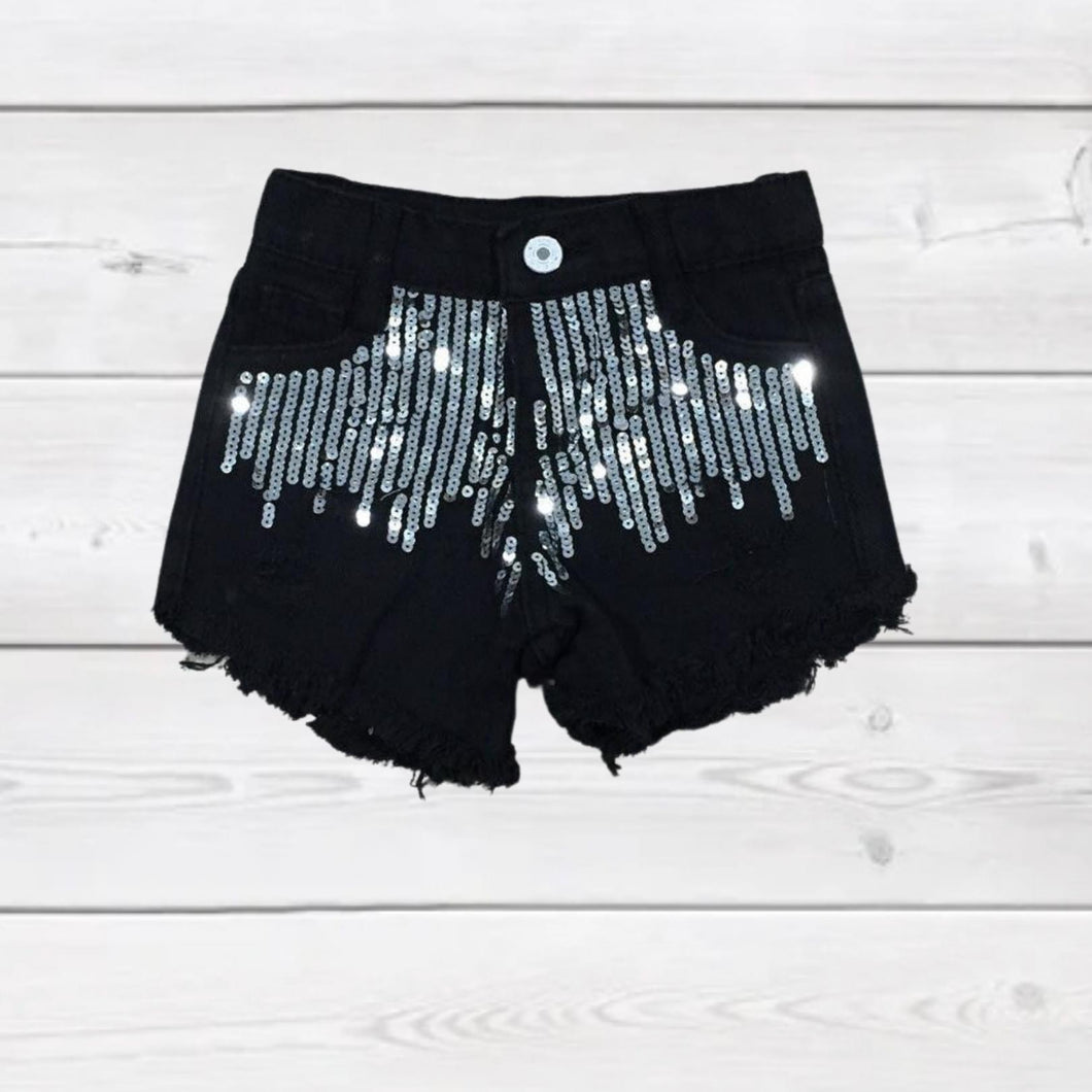 Girl's Black Silver Shorts