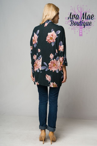 Women’s Navy Floral Cardigan