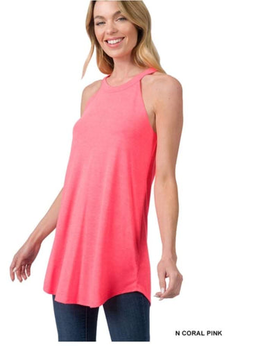 Mila Neon Coral Rocker Tank