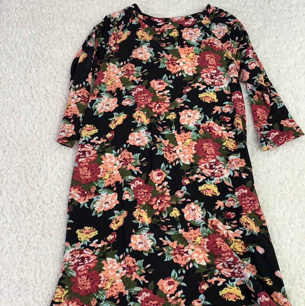 Girl's Tween Black Floral Dress