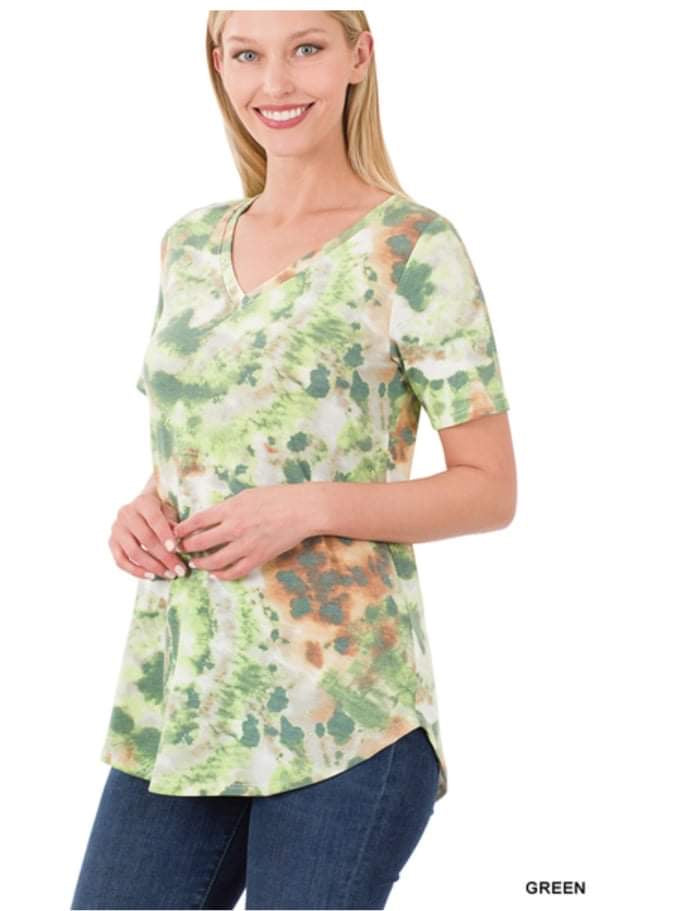 Women’s Zenana Green Tie Dye Shirt