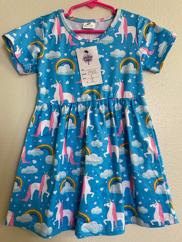 Girls Toddler Unicorn Rainbow Dress