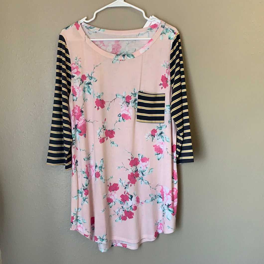 Women’s Plus Floral Stripe Shirt
