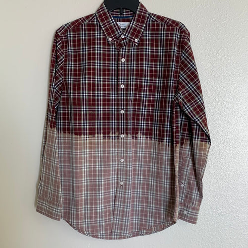 Unisex Brown and Burgundy Bleached Flannel