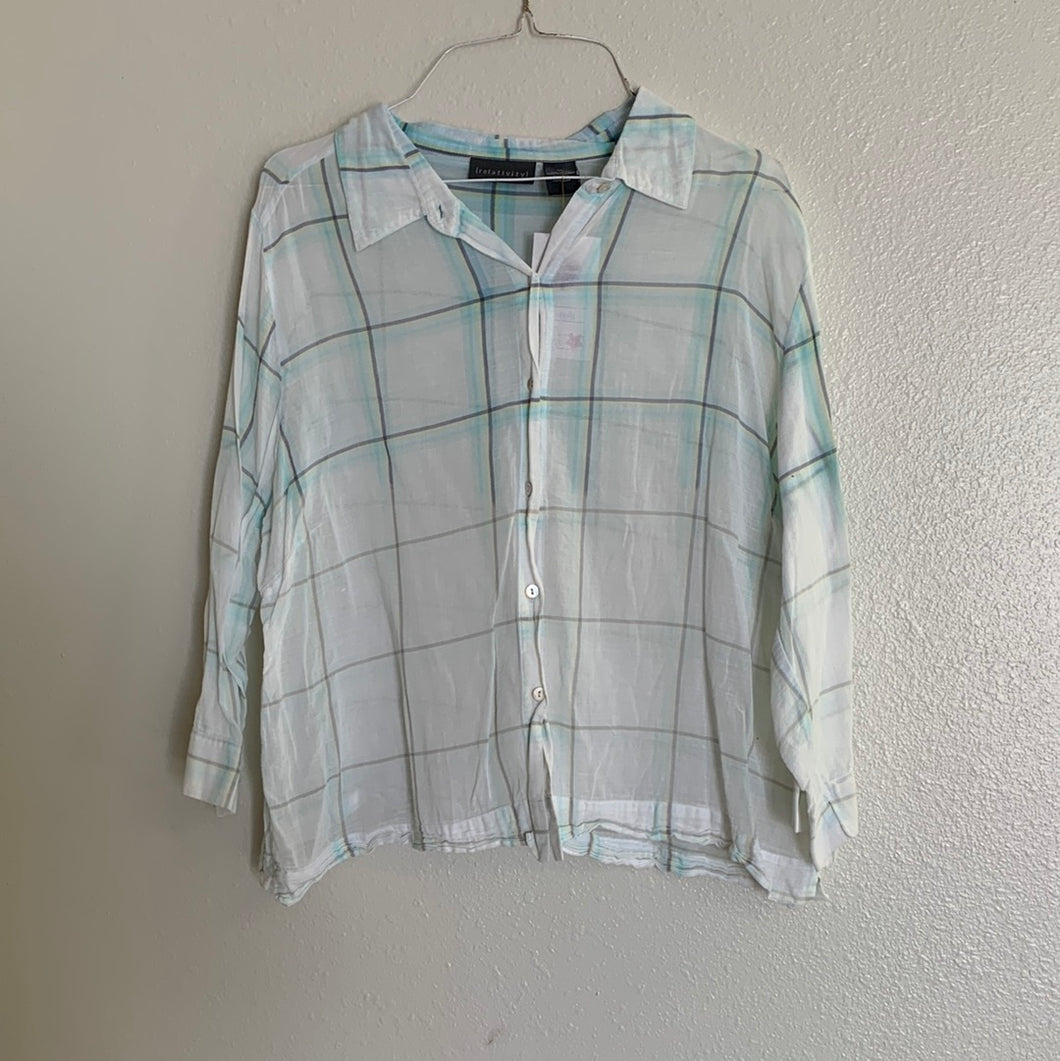 Women's Green and Gray Bleached Flannel