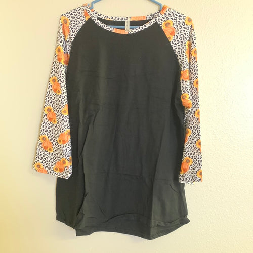 Women’s Plus Pumpkin Sunflower Shirt New