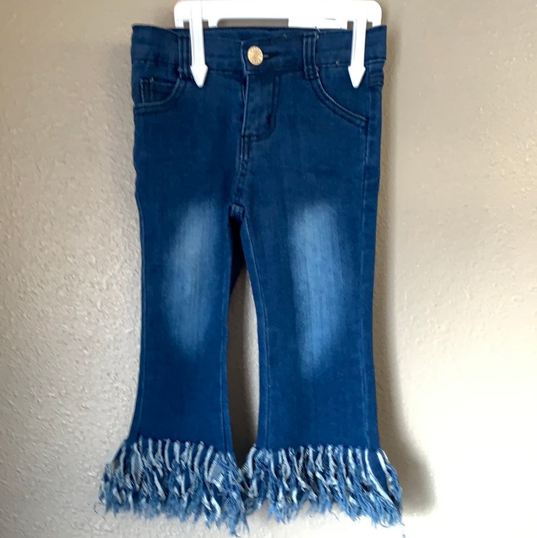 Girl's Blue Fringe Jeans