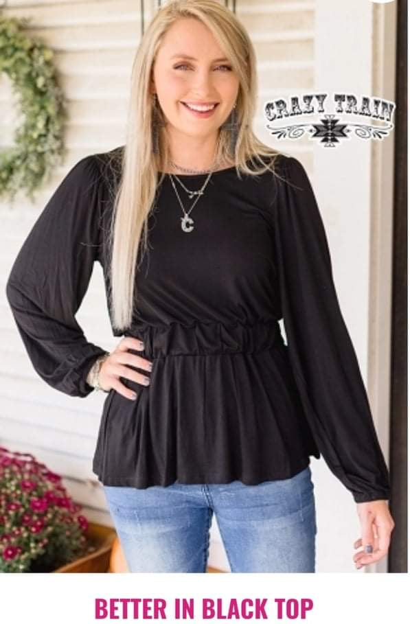 Women’s Plus Crazy Train Black Long Sleeve Shirt