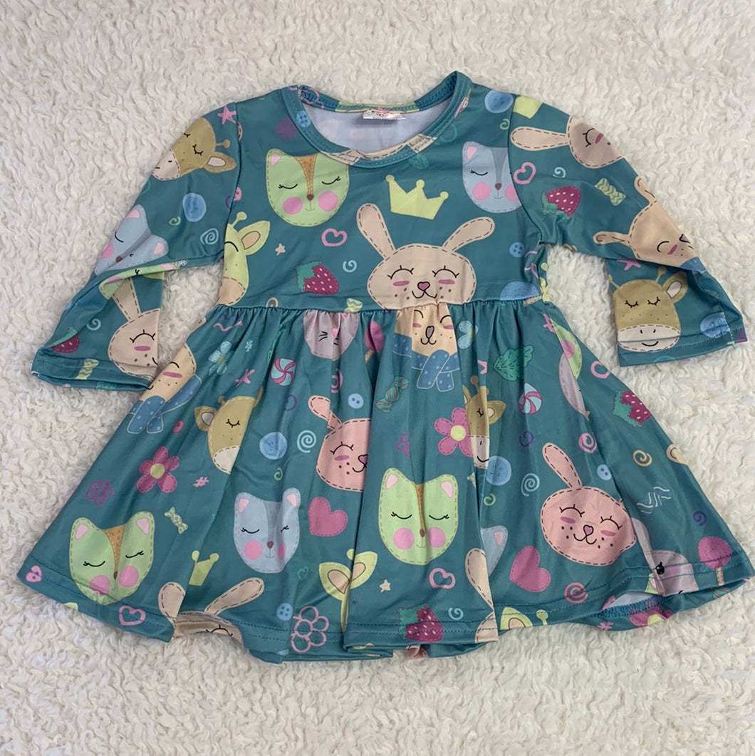 Kid’s Girls Teal Animal Shirt