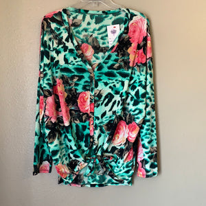 Women’s Plus Green Leopard Floral