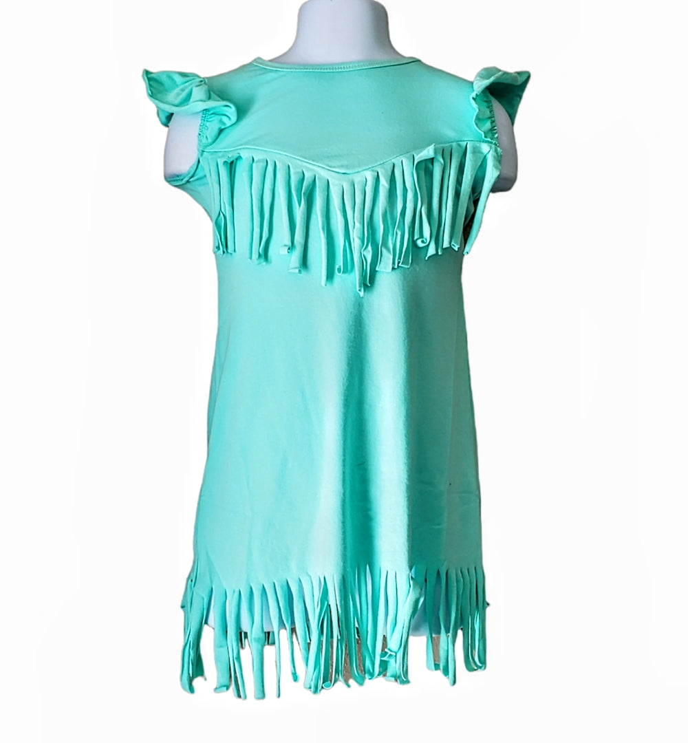 Girl's Turquoise Fringe Dress