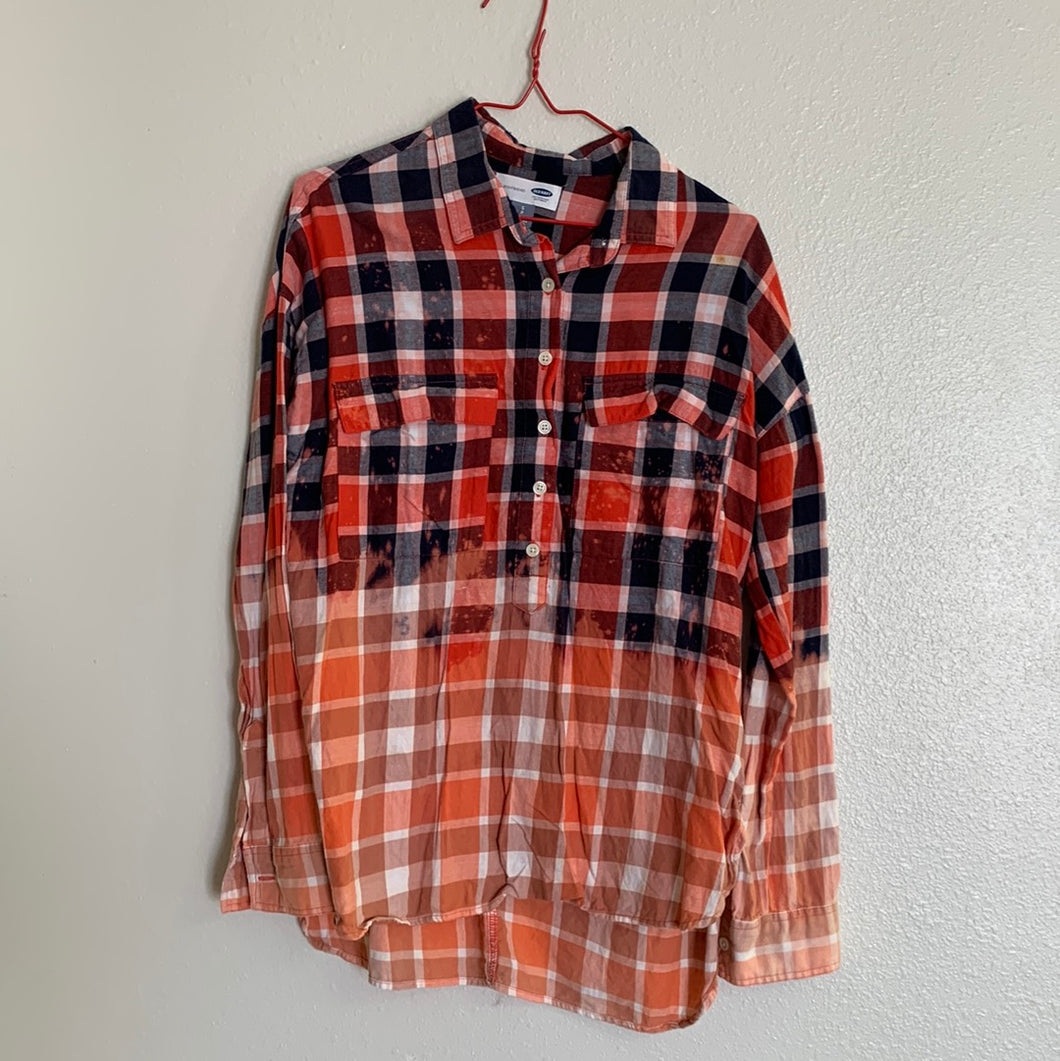 Women's Orange and Navy Bleached Flannel