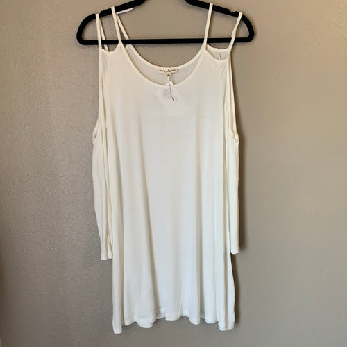 Women’s White Cold Shoulder Zenana