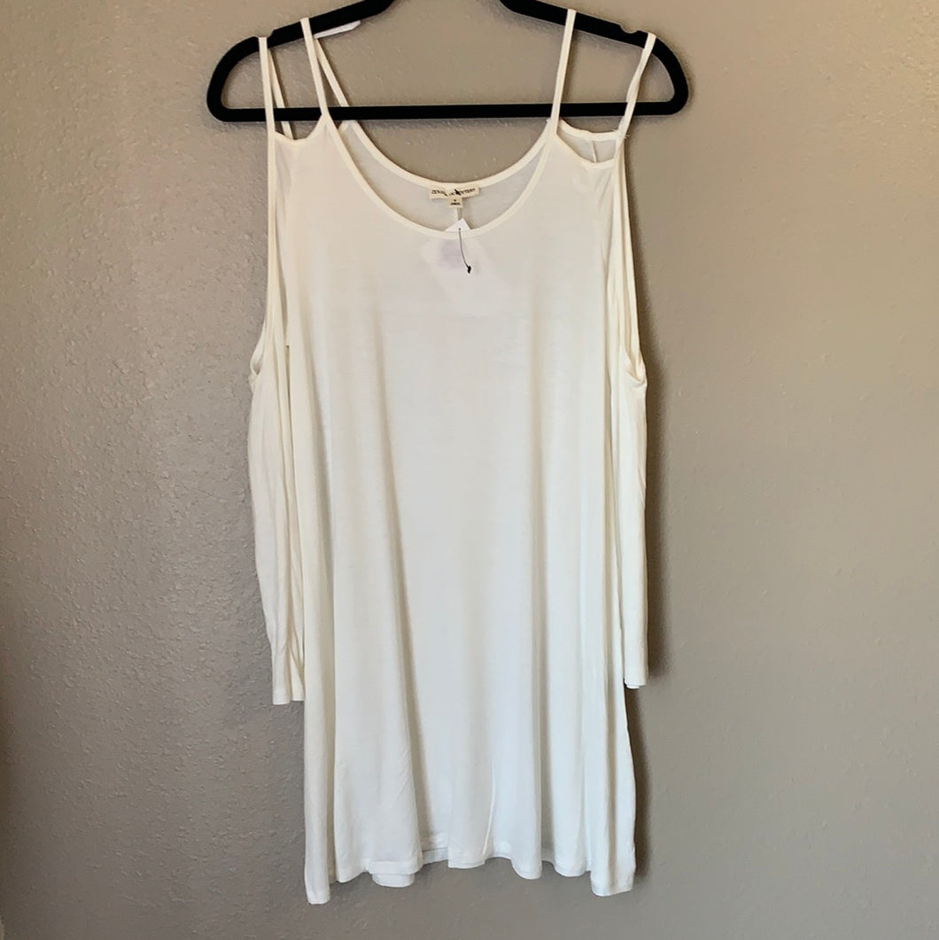 Women’s White Cold Shoulder Zenana