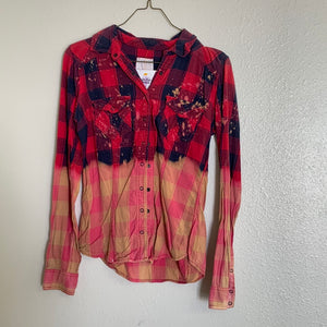 Women's Red and Navy Bleached Flannel