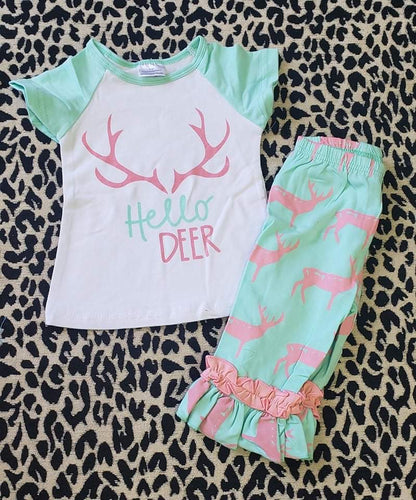 Girls Baby Hello Deer Capri Outfit
