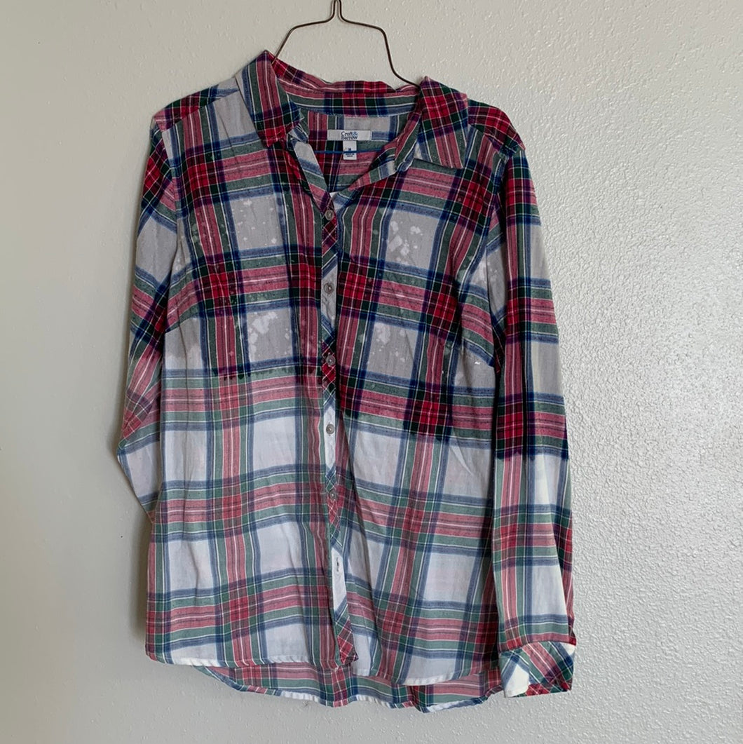 Women's Pink and Green Bleached Flannel