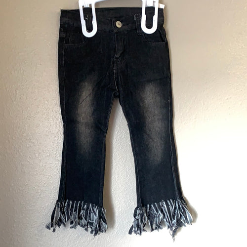 Girl's Black Fringe Jeans