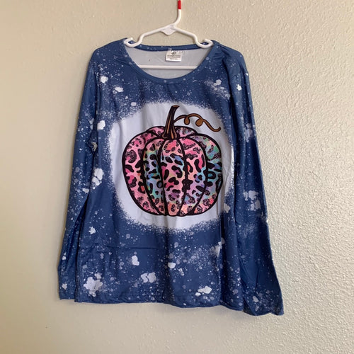 Girls Leopard Pumpkin Shirt