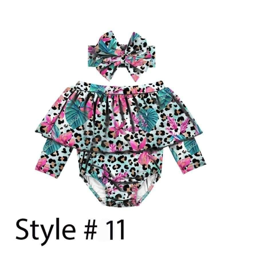 Girls Leopard Floral Onesies