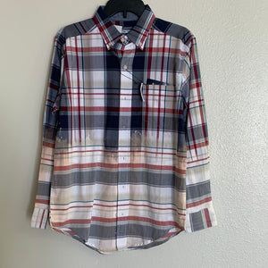 Unisex Small Navy Burgundy Bleached Flannel