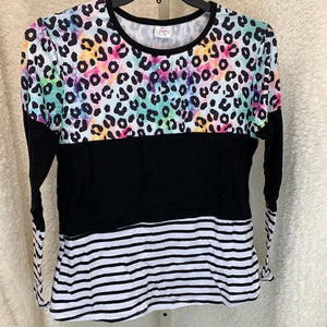 Girls Tween Pastel Leopard Stripe Shirt