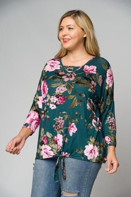 Women’s Plus Green Floral Shirt