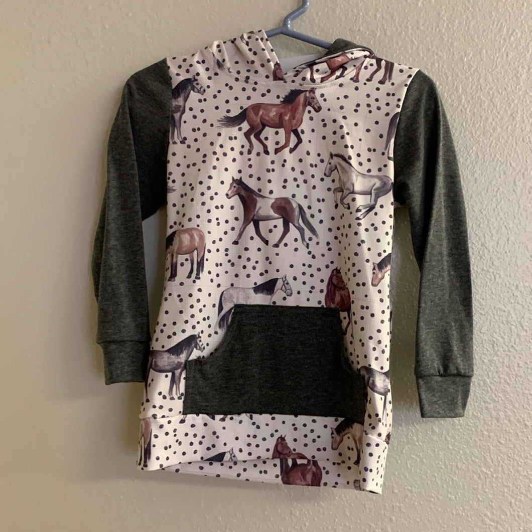 Kid’s Girls Horse Hoodie New