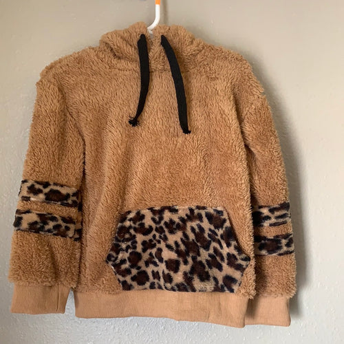 Girl's Tan Leopard Hoodie