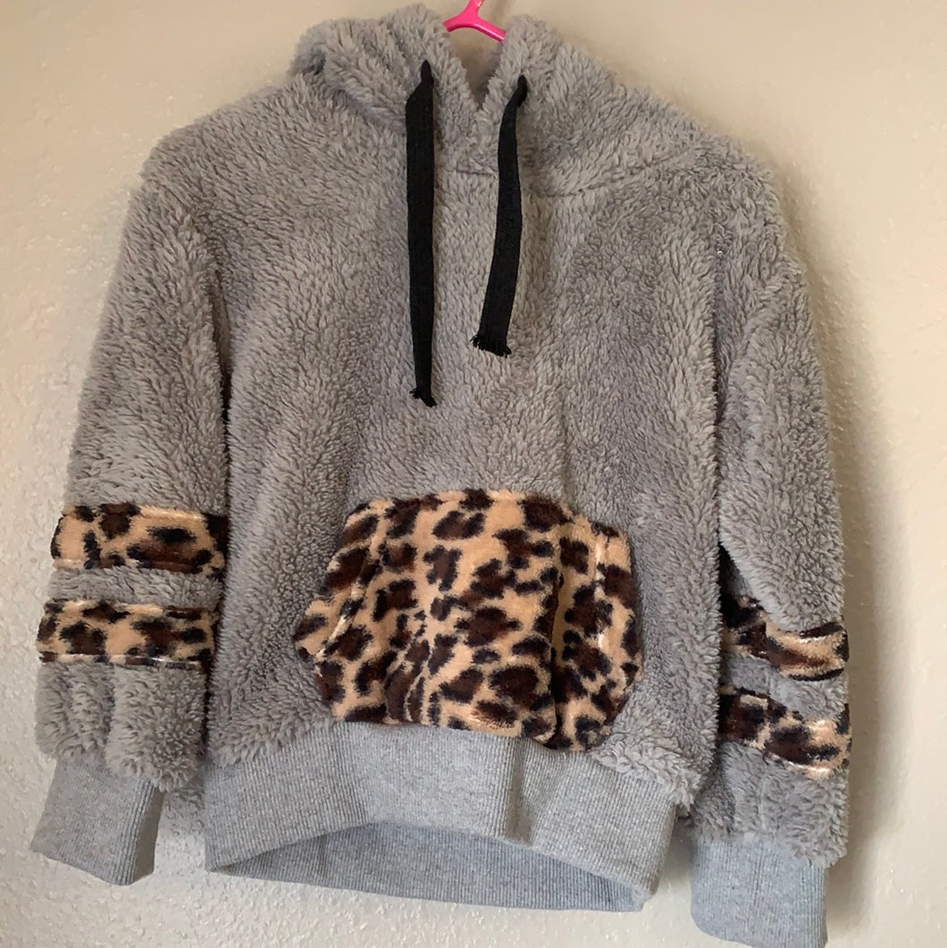 Girl's Gray Leopard Hoodie